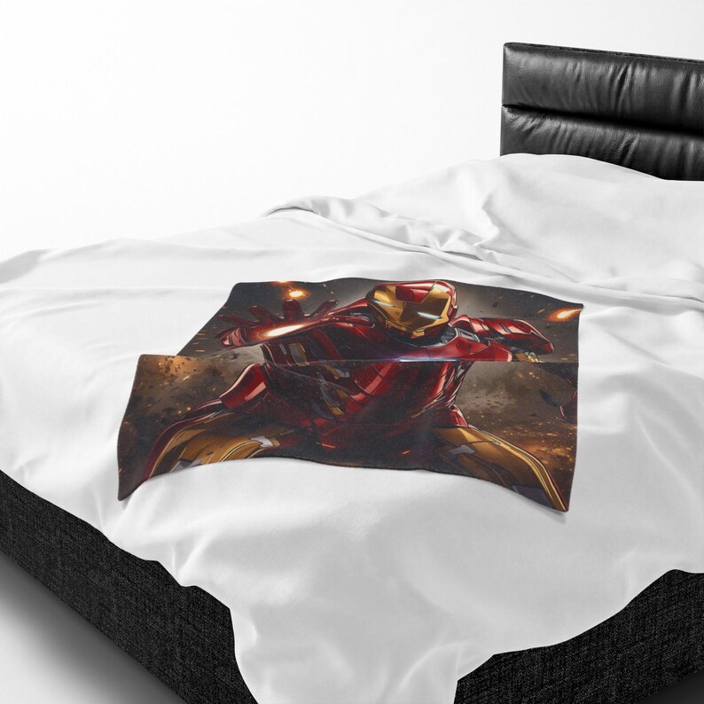 Iron Man Themed Velveteen Plush Blanket – Ultra Soft Comfort for Fans image 12