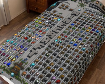 Minecraft inventory items Velveteen Plush Blanket | pixel game item grid