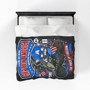 Captain America Inspired Funko Pop Chibi Velveteen Plush Blanket | American Pride Motorcycle Throw immagine 14