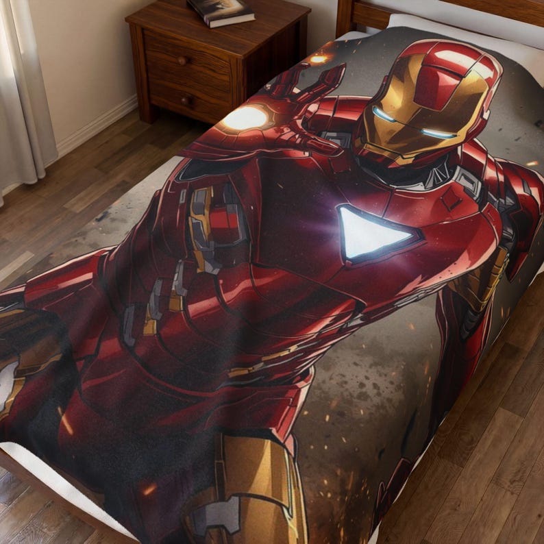 Iron Man Themed Velveteen Plush Blanket – Ultra Soft Comfort for Fans image 1