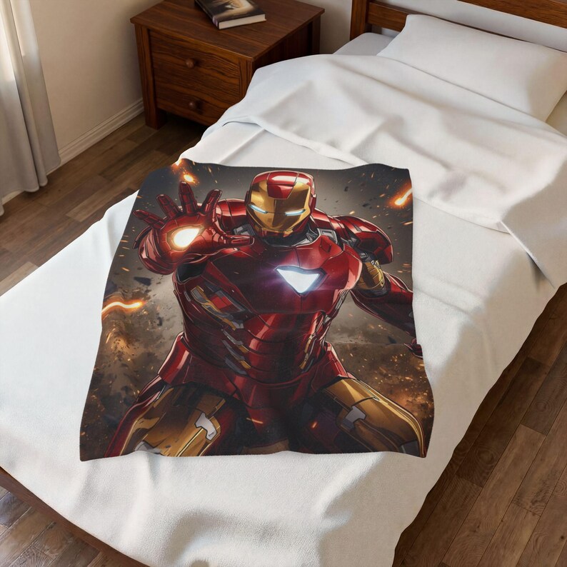 Iron Man Themed Velveteen Plush Blanket – Ultra Soft Comfort for Fans image 5