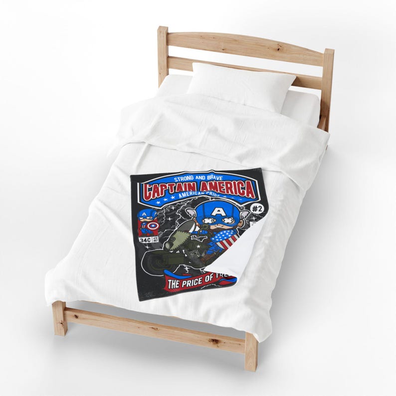 Captain America Inspired Funko Pop Chibi Velveteen Plush Blanket | American Pride Motorcycle Throw immagine 9