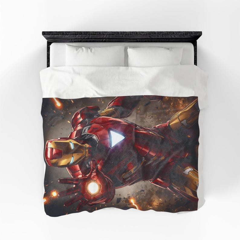 Iron Man Themed Velveteen Plush Blanket – Ultra Soft Comfort for Fans image 13