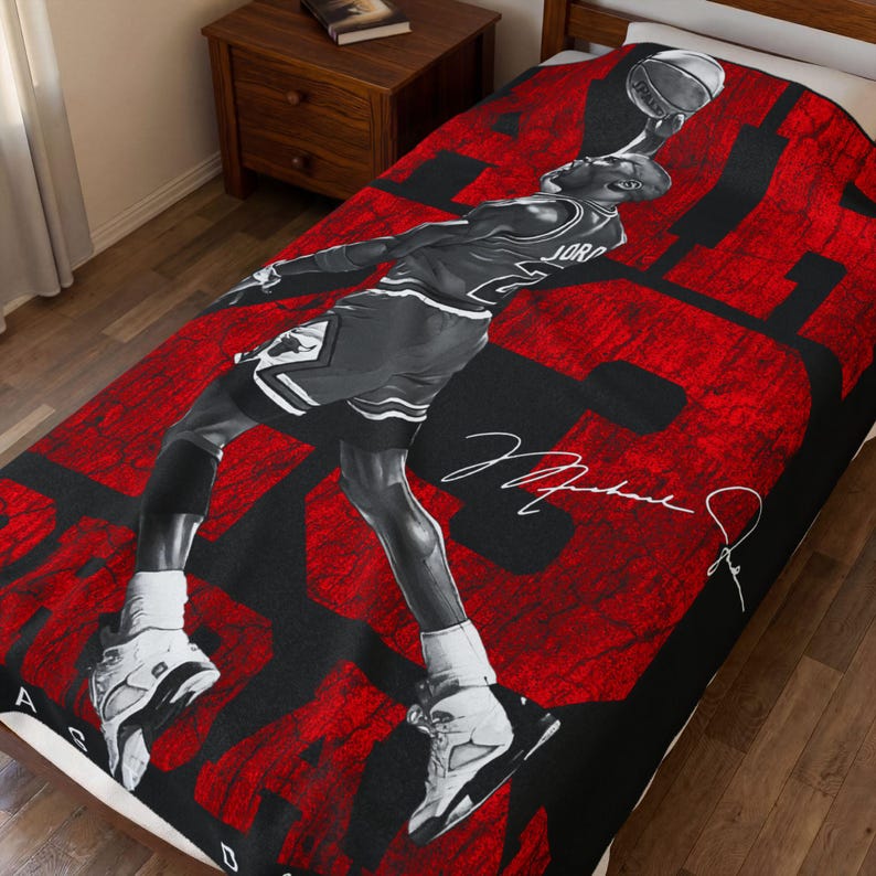 Manta de felpa de terciopelo con estampado de las zapatillas Air 23 Jordan Basketball Dunk. imagen 1