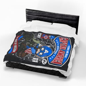 Captain America Inspired Funko Pop Chibi Velveteen Plush Blanket | American Pride Motorcycle Throw immagine 10