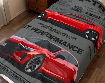 Audi E-Tron GT Performance Velveteen Plush Blanket | Red Sports Car Design