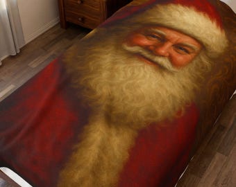 Santa Claus Illustrated Christmas Blanket