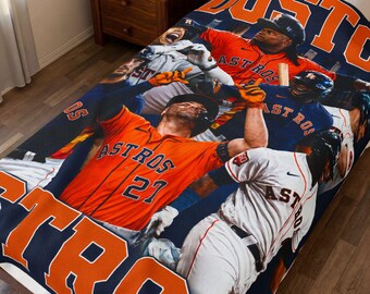 Houston Astros Players Velveteen Plush Blanket | Baseball Team Blanket