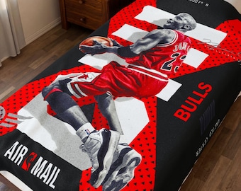 Michael Jordan And Bulls Themed Plush Blanket