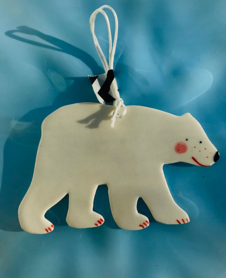 Polar Bear Decoration.Hanging Ceramic Polar Bear/Isbjørn