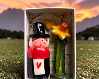 Handmade Porcelain  Welsh Lady Figurine with Daffodil and heart in a small Box.