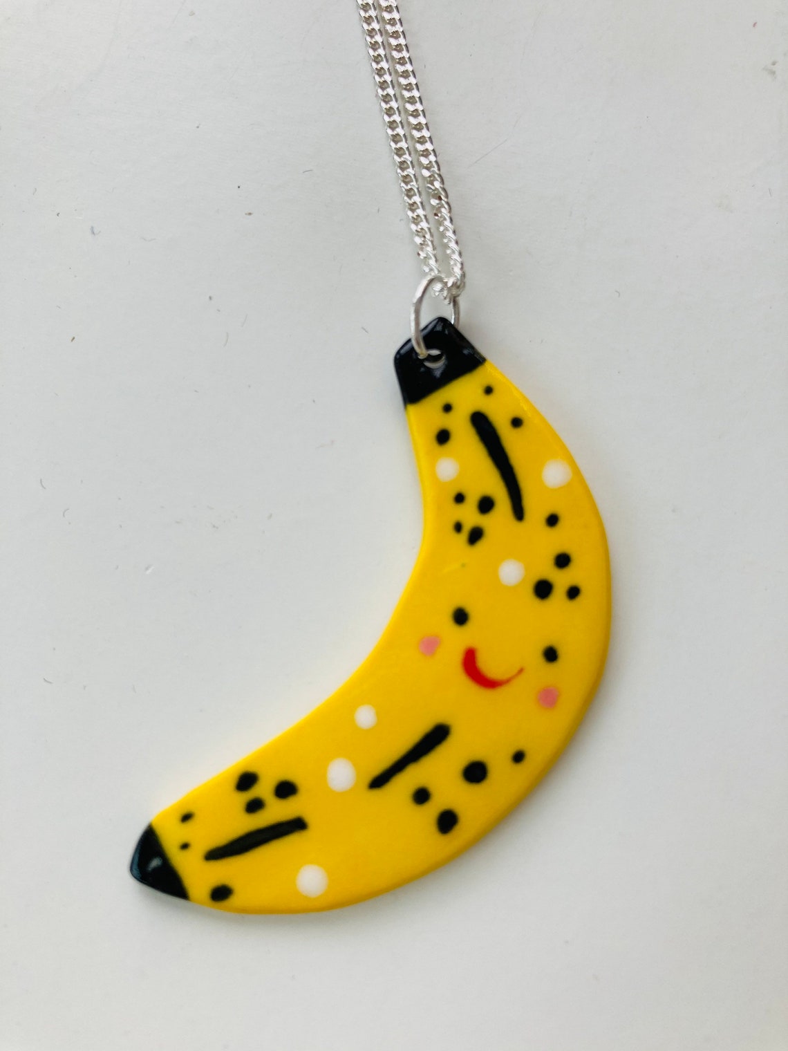 Banana Pendant /food Jewellery /handmade Porcelain Banana Etsy