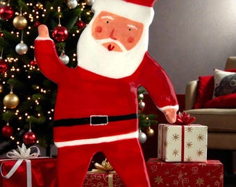 Father Christmas Hanging Ceramic Decoration.