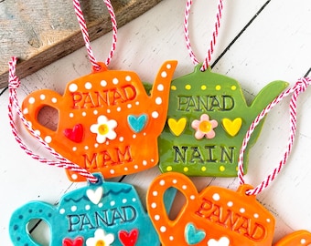 Handmade Porcelain Welsh Mothers Day Teapot Decoration:  Keepsake