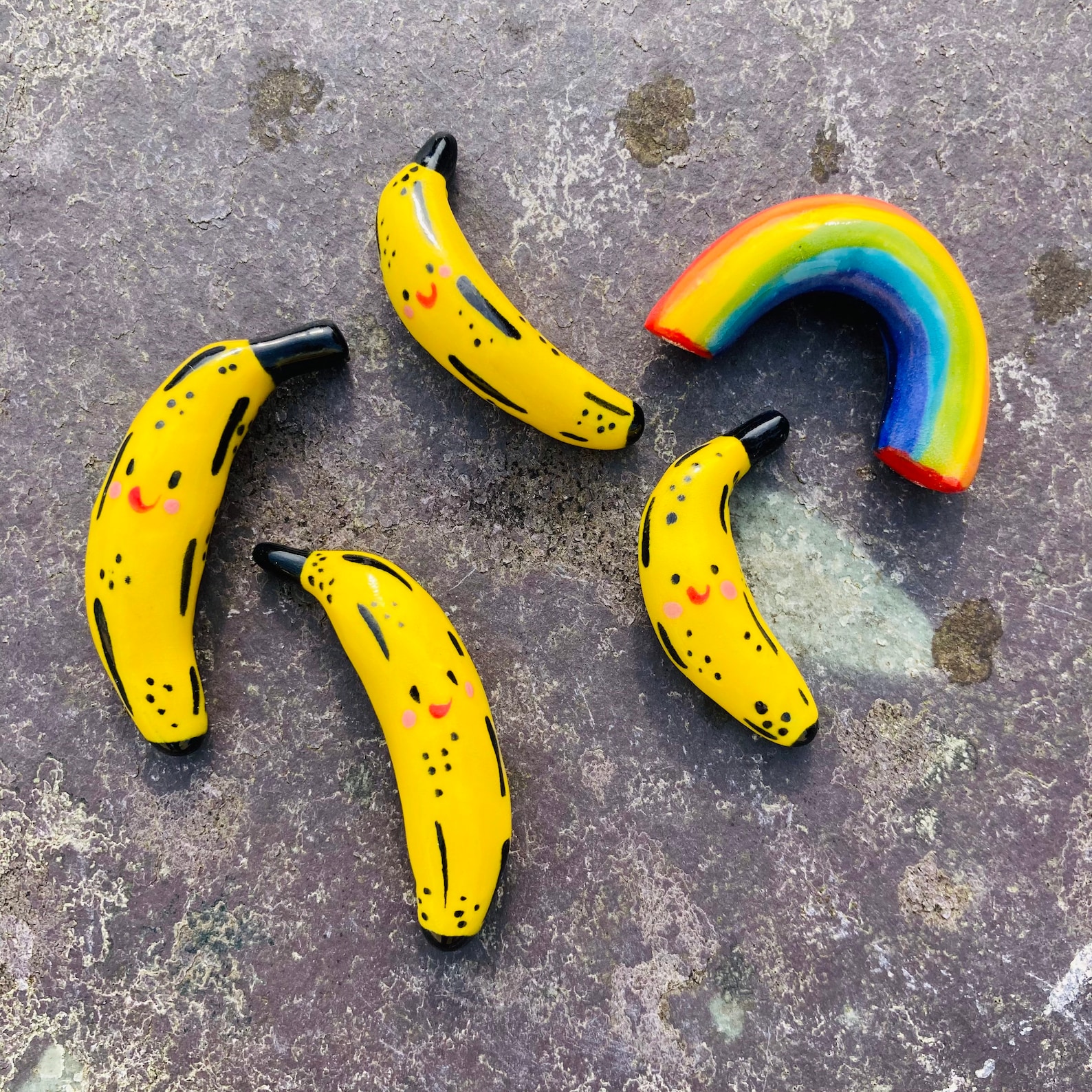 Ceramic Banana.Mini Porcelain banana figure .Rainbow Etsy
