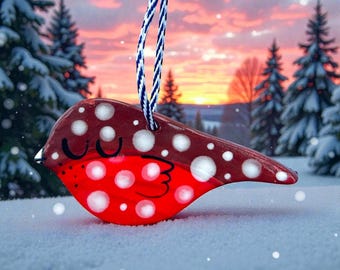 Christmas Robin Handmade Ceramic Decoration.