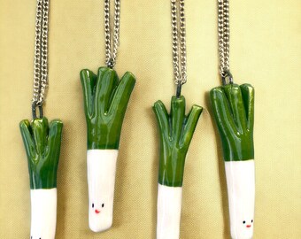 Ceramic Leek Charm Pendant .Ceramic/clay/Porcelain leek.welsh jewellery.Saint David’s Day.Handmade in Wales ,Uk