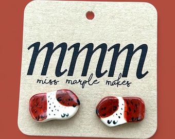 Handmade Ceramic Guinea Pig Earrings, Silver Plated Studs