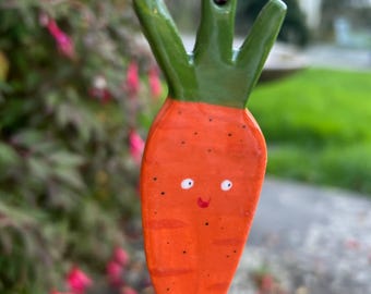 Handmade Ceramic Kevin the Carrot Decoration.