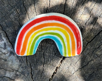 Ceramic Rainbow Badge handmade