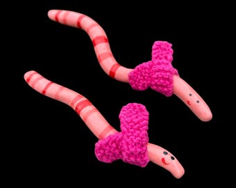 Large Ceramic Earth Worm with Scarf.