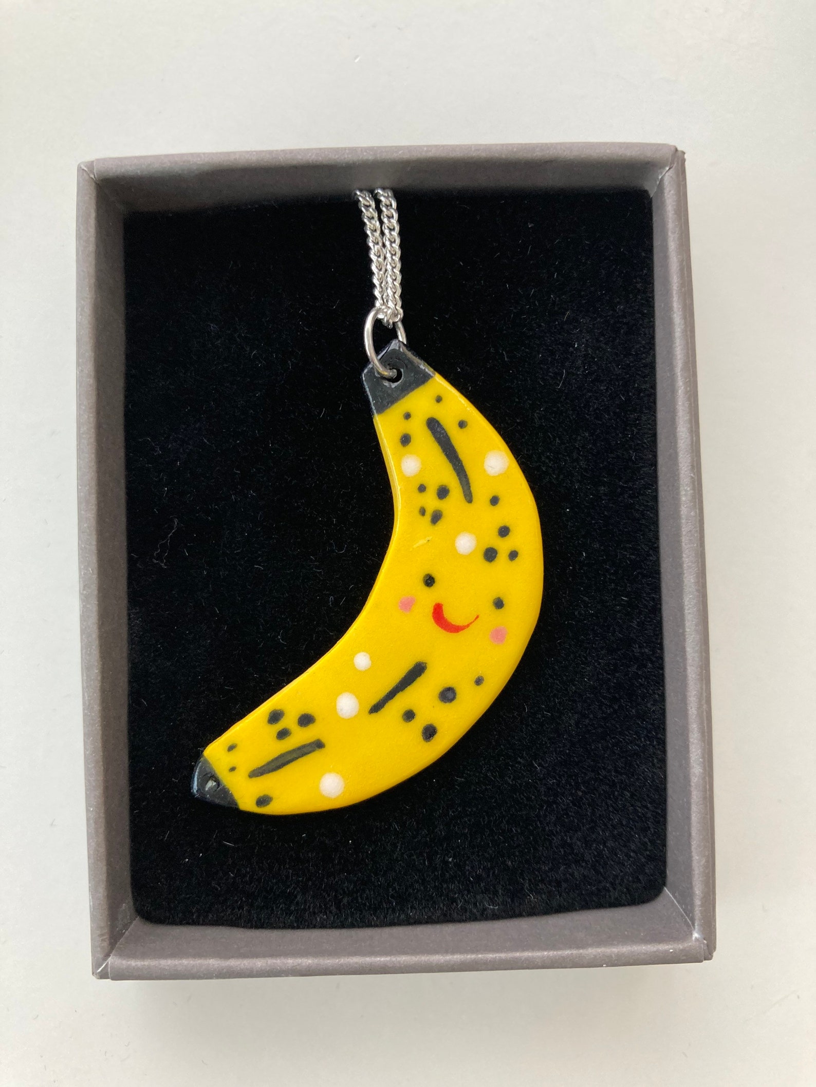 Banana Pendant /food Jewellery /handmade Porcelain Banana Etsy