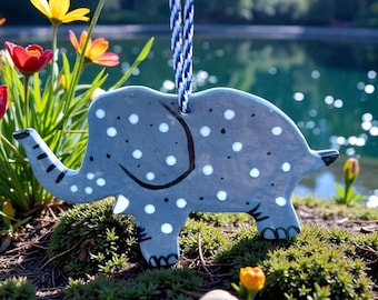 Ceramic Elephant hanging decoration.