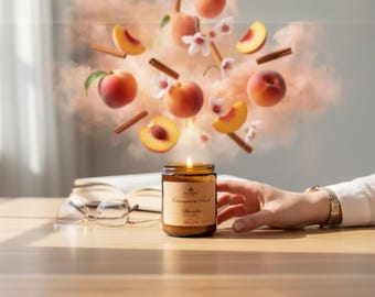Cinnamon Peach Paradise Soy Candle | Handmade | 8oz & 16oz | Gift for Her | Home Decor | Housewarming