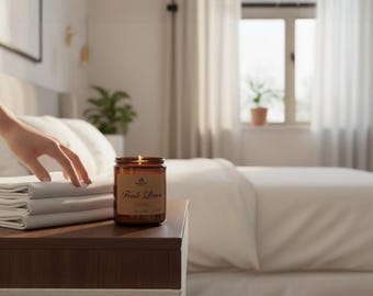 Fresh Linen Soy Candle • Handmade • Custom Scent Strength • Home Décor • Gift for Her • housewarming