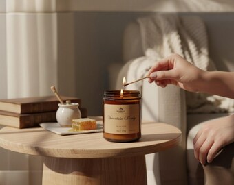 Mountain Honey Soy Candle • Aromatherapy • Custom Scent Strength • Home Décor • Gift for Mom • Vegan