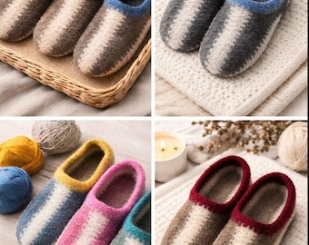 Patrón de pantuflas marineras a crochet, zapatos de fieltro para el hogar a crochet (descarga digital en inglés) VIDEO GRATIS