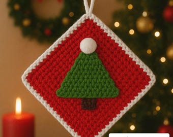 Crochet Christmas Ornament Pattern, Granny Square Coasters (English PDF Pattern)