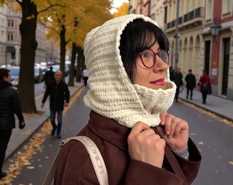 Crochet Turtleneck Hoodie Pattern, Easy Chunky Balaclava Hooded Cowl, Beginner-Friendly Winter Hood,English PDF