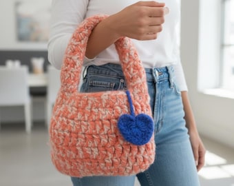 Felted Wool Crochet Bobble Baguette Bag Pattern (PDF) YouTube Tutorial