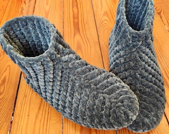 かぎ針編みスリッパブーティの編み図（大人向け、初心者レベル）（PDFパターン）