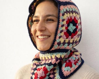 Patrón de pasamontañas cuadrado de abuela a crochet, gorro de invierno unisex (patrón PDF en inglés)