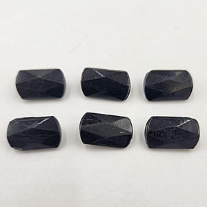 Antique Victorian Glass Buttons |  Set of 6 Black Glass  Rectangular Buttons - 3 sets available