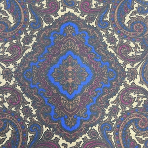 Vintage Moroccan Print Fabric Remnant | Gilbert Frank Corp. Pattern #21144 | Dark Cotton and Rayon Blend | 2 Yards