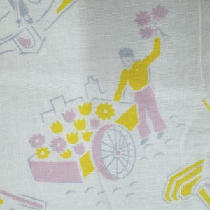 Vintage Futtersack Stoff | Neuheit Druck voll geöffneter Feedsack | Venedig mit Gondeln und Blumenwagen