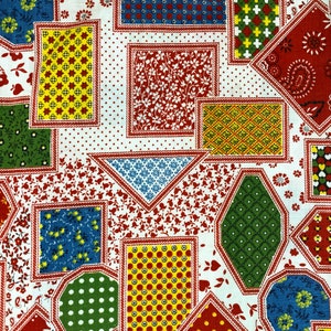 Remanente de tela de tramposo de retazos vintage de los años 70 / Material de algodón de colores brillantes / 3 yardas