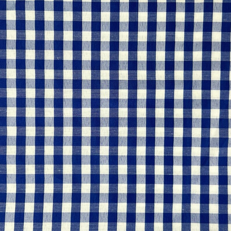 Vintage Blue Gingham Fabric Remnant Polyester Blend Dress Material 4 ...