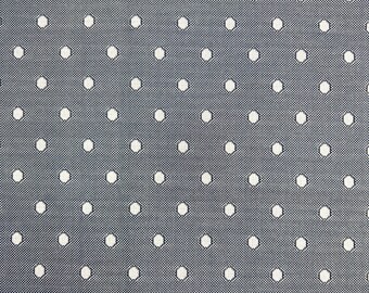 Vintage 60s Polka Dot Polyester Fabric Remnant | Black and White Material | 1 Yard
