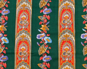 Vintage 60er Jahre Baumwollstoff mit floralen Streifen: Morning Glory türkisches Design