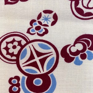 Vintage Futtersack Stoff | 1940er 1950er Jahre Authentischer Feedsack Stoff mit Blumen und Kreisen | Blau und Merlot