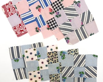 Vintage Quilt Squares | Mid Century Floral Cotton Blocks (Lot of 9)