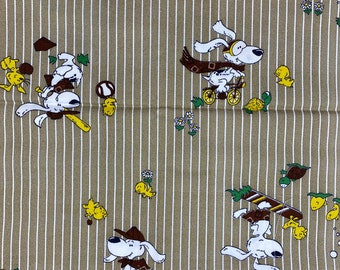 Vintage Sporty Dogs Novelty Fabric: 1960s-70s Children's Print, 1 Yard