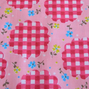 Vintage 1960s Floral Gingham Cotton Fabric Remnant (3 1/2 Yards)