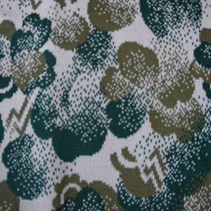 Vintage 1960s Fabric Remnant  | Mod Polyester Material in Green Abstract Print | 1 Yard