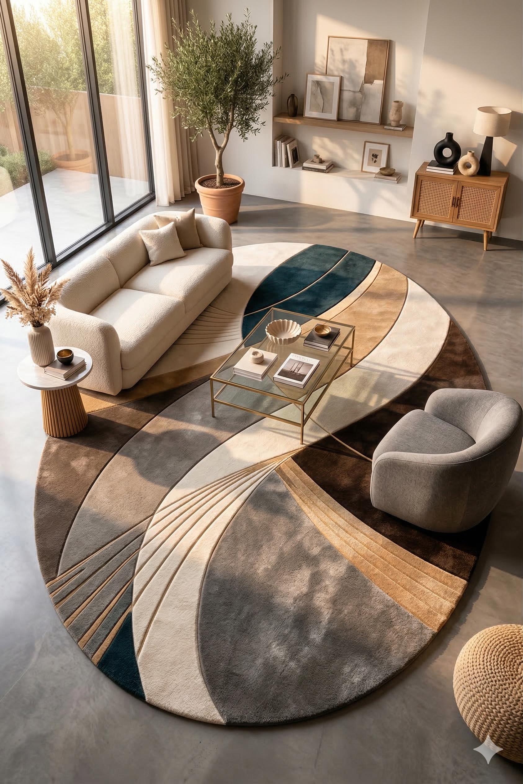 Tufted Wool Rug 8x10 Oval Area Rug Modern Living Room Rug Luxury Hand ...