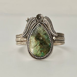 Handcrafted One Of A Kind 925 Sterling Silver Cuff Bracelet Southwestern Inspired with Natural Jasper Stone